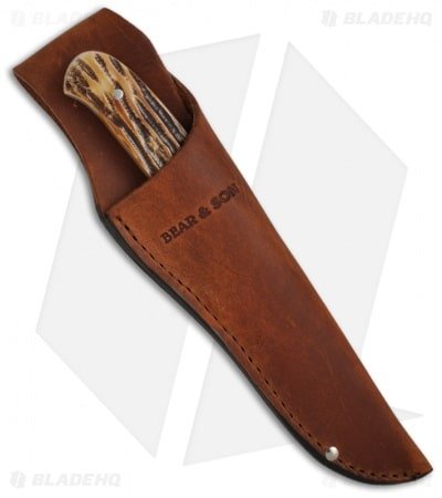 Bear Cutlery Damascus India Stag Bone Pro Skinner Knife (3.625" Plain) 549D - Image 2