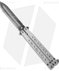 Bear Ops Damascus Dagger Butterfly Knife Silver (4.5" Damascus) B-500-LD-36008