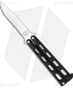 Benchmark Small Black Butterfly Knife (3.38" Satin Plain) BM007