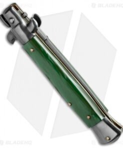 Alternative view of SKM 9" Italian Stiletto Automatic Knife Green Pearlex (3.8" Satin Dagger)