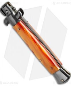 Alternative view of SKM 9" Italian Stiletto Automatic Knife Orange Pearlex (4" Satin Dagger)