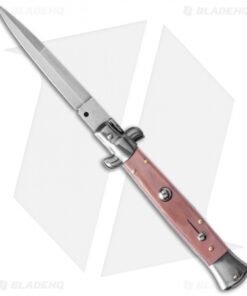 SKM 9" Italian Stiletto Automatic Knife Pink Pearlex (4" Satin Bayonet)