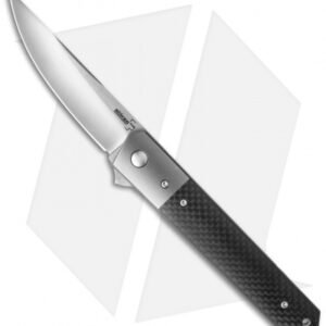 Boker Kwaiken Tuxedo Flipper Knife Carbon Fiber w/Titanium Bolster (3.5" Satin)