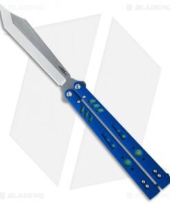 BRS Premium Replicant Balisong Butterfly Knife Blue G-10/Green Ti (4.5" SW)