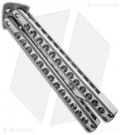 Craig Camerer Custom Wharncliffe Balisong Knife Drilled Ti (4.125" Hamon) - Image 2