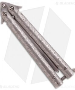Alternative view of Chuck Gedraitis Knives Balisong #38 Damascus Butterfly Knife (3.5" Hamon)