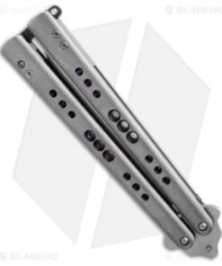 Alternative view of Chuck Gedraitis Custom Balisong #136 Titanium Butterfly Knife (4.25" Stonewash)