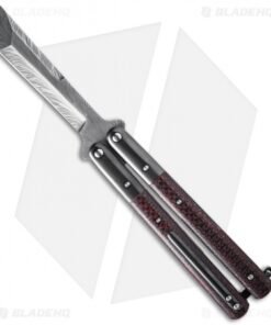 Sam Eddleman Tanto Balisong Butterfly Knife Red CF/Zirc (4.25" Damascus)