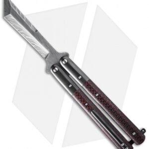 Sam Eddleman Tanto Balisong Butterfly Knife Red CF/Zirc (4.25" Damascus)