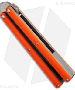 Alternative view of Sam Eddleman Bowie Balisong Knife Orange G-10 (4.25" Acid Wash/Satin)