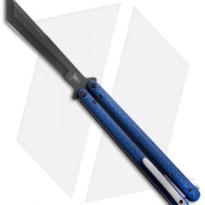 Sam Eddleman Weehawk Tanto Balisong Butterfly Knife Blue Twill Carbon Fiber
