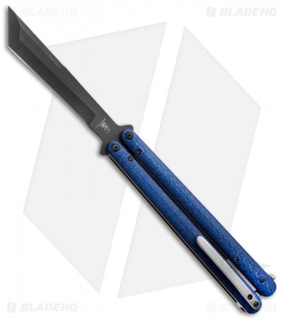 Sam Eddleman Weehawk Tanto Balisong Butterfly Knife Blue Twill Carbon Fiber