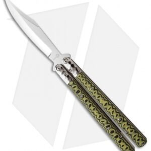 Sam Eddleman Bowie Balisong Butterfly Knife Sculpted Green/Black G10