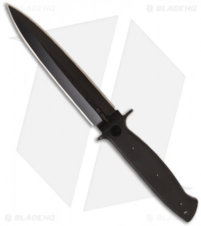 EnTrek Close Combat MKII Knife D/E Tactical Fixed Blade (7" Black Plain) - Image 2
