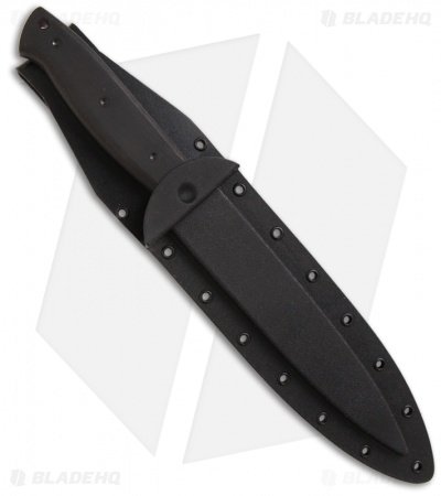 EnTrek Close Combat MKII Knife D/E Tactical Fixed Blade (7" Black Plain) - Image 3
