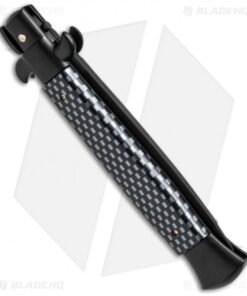 Alternative view of Frank B 9" Italian Stiletto Automatic Knife Sim Carbon Fiber (4" Black Serr)