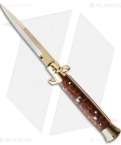 Frank B 9" Italian Stiletto Automatic Knife Snakewood (4" Gold Bayonet)