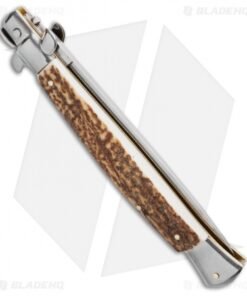 Alternative view of Frank B 11" Italian Stiletto Automatic Knife Stag Horn (5" Satin Flat)