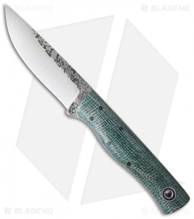 Fiddleback Forge Recluse Knife Sapphire Burlap Micarta (4" Satin)