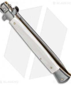 Alternative view of Frank B 11" Italian Stiletto Automatic Knife White Pearlex (5" Satin Flat)