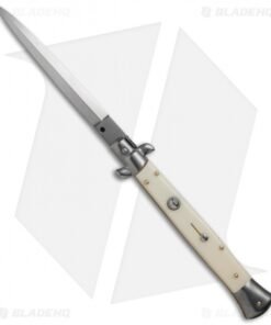 Frank B 11" Italian Stiletto Automatic Knife Sim Ivory (5" Satin Dagger)