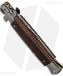 Alternative view of Frank B 9" Italian Stiletto Automatic Snakewood w/ Filework (4" Polish Bayo)
