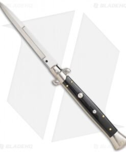 Frank B 11" Italian Stiletto Bayonet Automatic Knife Black Acrylic (5" Satin)