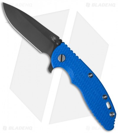 Hinderer XM-18 3.5 Spear Point Flipper Knife Blue G-10/Black Ti (DLC Black) BHQ