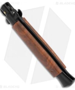 Alternative view of Frank B 9" Italian Stiletto Automatic Knife Sim Briar Wood (4" Black Dagger)