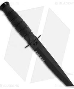 Ka-Bar Short Tanto Fighting/Utility Knife Black Leather Sheath (5.25" Serr) 1255