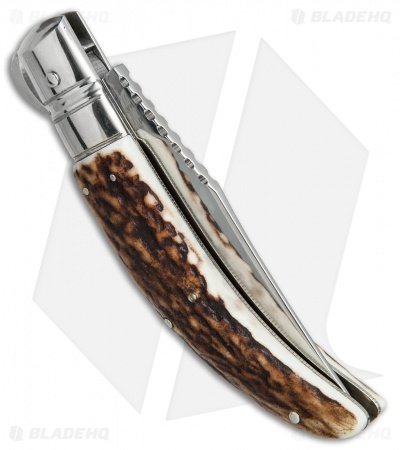 Lepre 9" Sicilian Picklock Automatic Knife Stag Horn (3.7" Polish) - Image 2