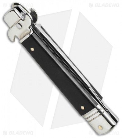AKC Leverletto 7.5" Lever Lock Automatic Italian Knife Ebony (3.2" Satin Serr) - Image 2