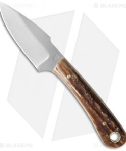 LT Wright Knives Great Plainsman Knife Stag + Lg Lanyard Hole (2.75" Satin)