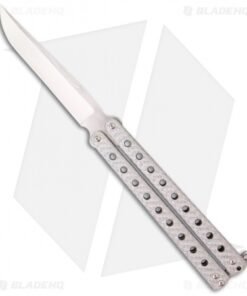 McAhron Custom Balisong Silver Twill CF Tanto Butterfly Knife (4.5" Satin)