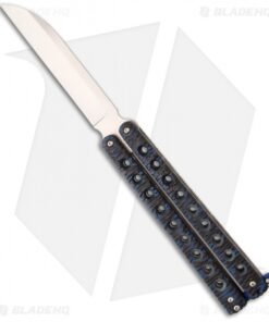 McAhron Custom Balisong Blue/Black G10 Wharncliffe Butterfly Knife (4.38" Satin)