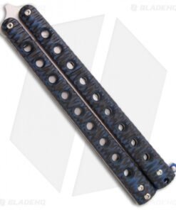 Alternative view of McAhron Custom Balisong Blue/Black G-10 Clip Point Butterfly Knife (4.38" Satin)