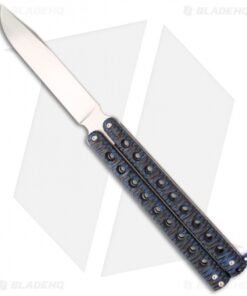 McAhron Custom Balisong Blue/Black G-10 Clip Point Butterfly Knife (4.38" Satin)