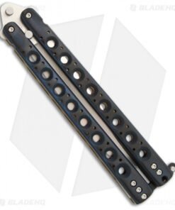 Alternative view of McAhron Custom Balisong Blue/Black G-10 Bowie Butterfly Knife (4.38" Satin)