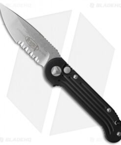 Microtech LUDT Automatic Knife Black (3.4" Stonewash Serr) 135-11