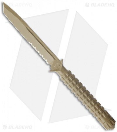 Microtech A.D.O. Tanto Knife T/E Fixed Blade (4.5" Tan Serr) 117-2TA