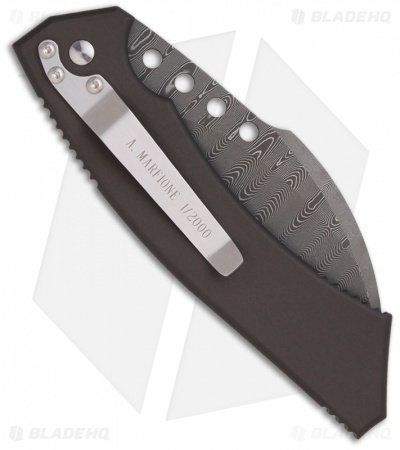 Marfione Custom Microtech Hawk Automatic Knife Abalone Button (Damascus) 1/2000 - Image 2