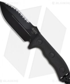 Microtech Black Crosshair Fixed Double Edge Knife (5" Full Serr) 101-3BL