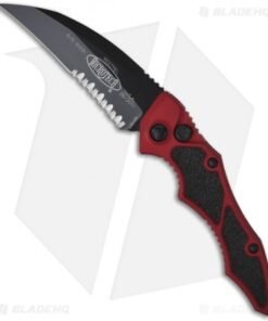 Microtech Kestrel Red Tactical Automatic Knife (3.95" Black Serr) 131-2RD