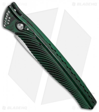 Piranha DNA Automatic Knife Green Marble (3.25" Mirror Serr) - Image 2