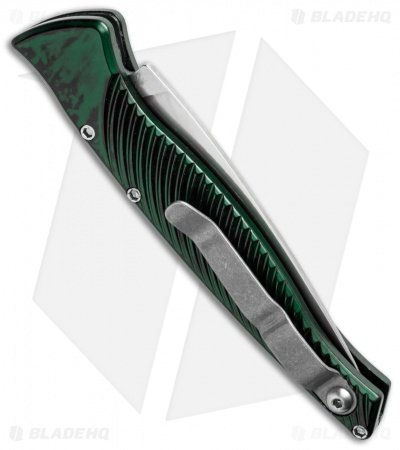 Piranha DNA Automatic Knife Green Marble (3.25" Mirror Serr) - Image 3