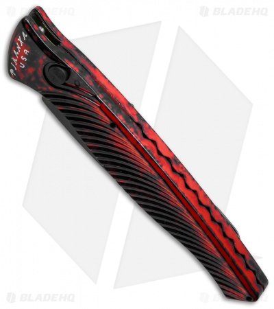 Piranha DNA Automatic Knife Red Marble Tactical (3.25" Black Serr) - Image 2