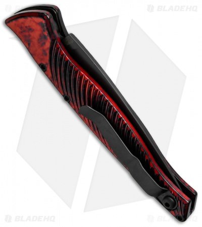 Piranha DNA Automatic Knife Red Marble Tactical (3.25" Black Serr) - Image 3