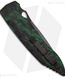 Alternative view of Piranha Predator Green Tactical Automatic Knife (4.1" Black Serr)