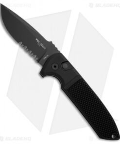 Pro-Tech Les George Proto Rockeye Automatic Knife Knurled (3.375" Black Serr)