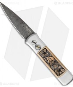 Pro-Tech Godson Steampunk Custom Automatic Knife Bronze (3.15" Damascus)